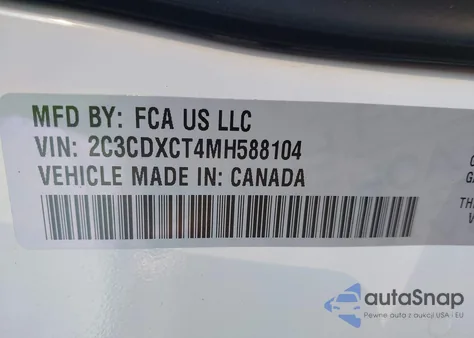 2021 Dodge Charger R/T Rwd из США, поврежденный, VIN 2C3CDXCT4MH588104